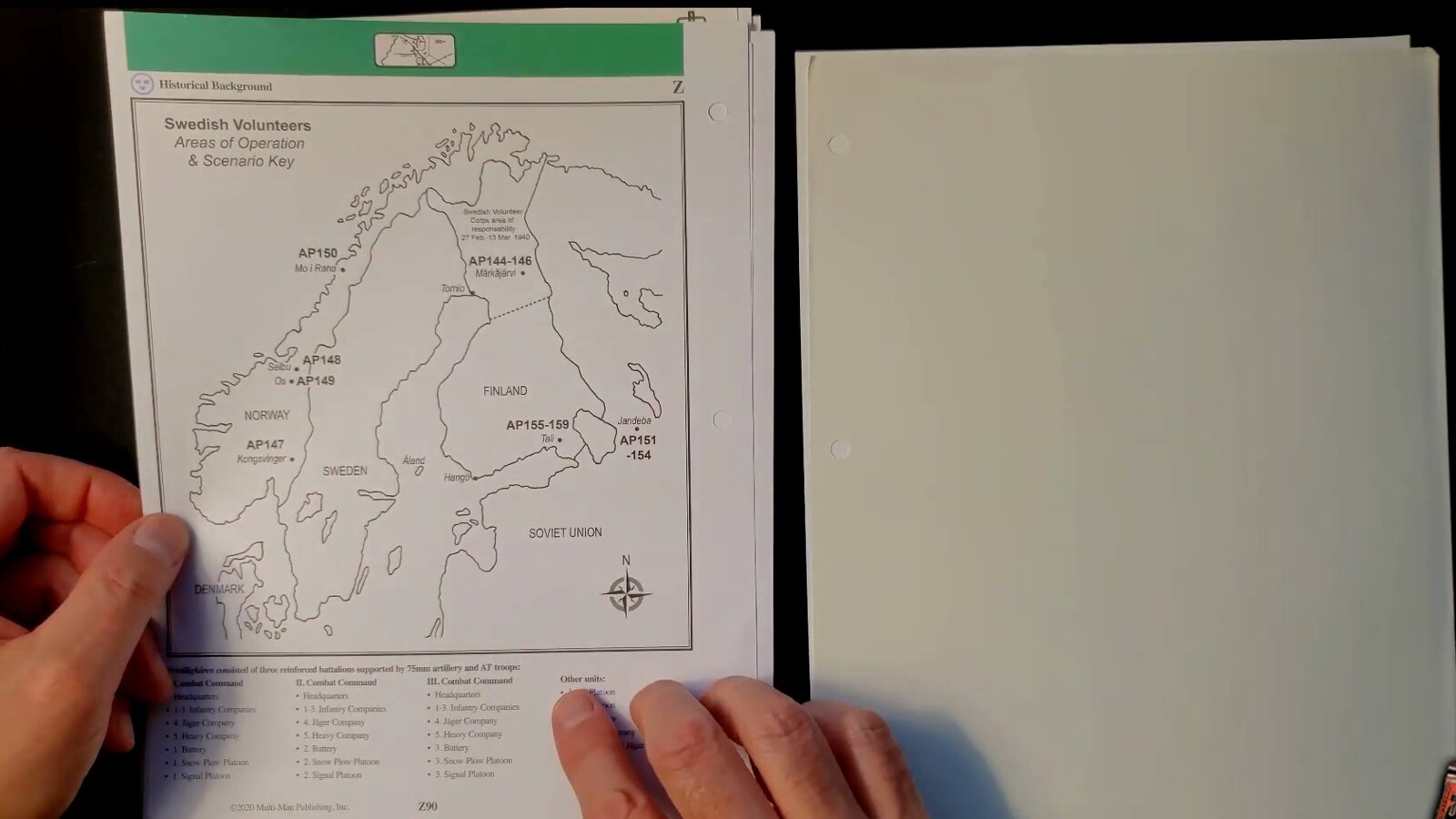The back page map of Scandinavia, Finland and the Soviet border, with each scenario's location keyed by number